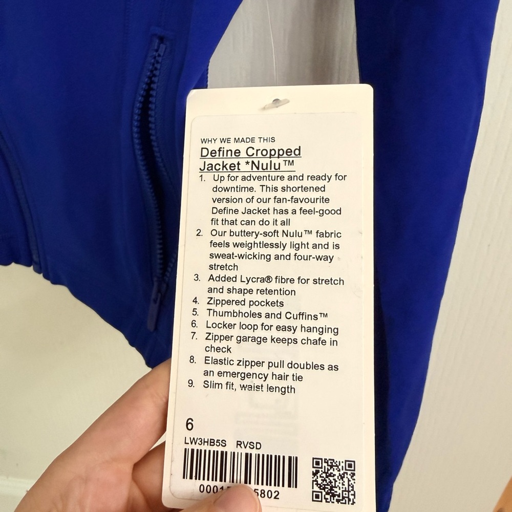 NWT Lululemon Cropped Define Jacket Riverside - Picture 3 of 3